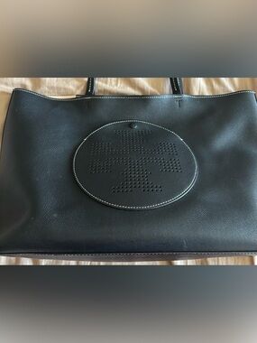 Tory Burch Large Black Leather Tote Bag